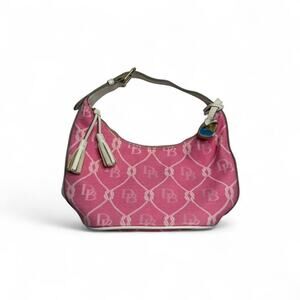 Dooney & Bourke  DB Signature pink Y2K Vintage shoulder bag  purse white accents